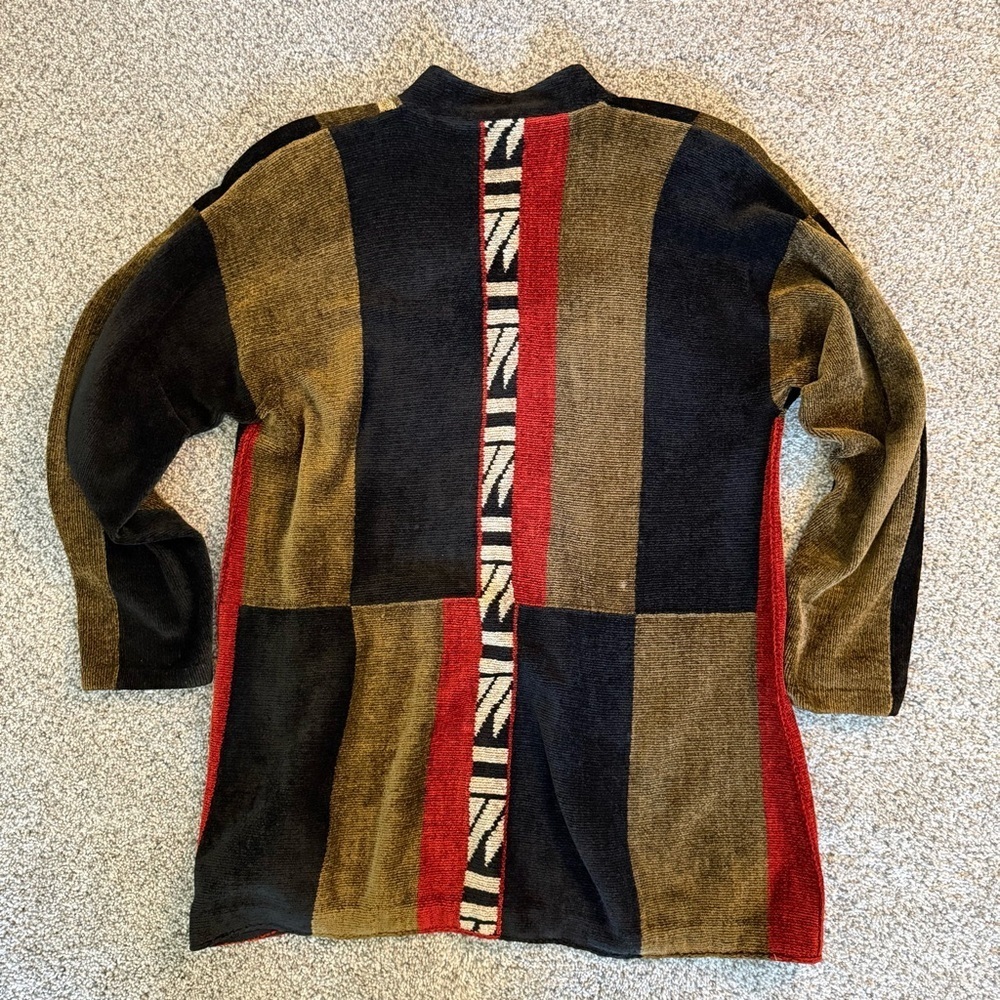 Mina Norton New York Wearable Art/Artsy/Art To Wear Chenille Cardigan Women’s L - Picture 7 of 9